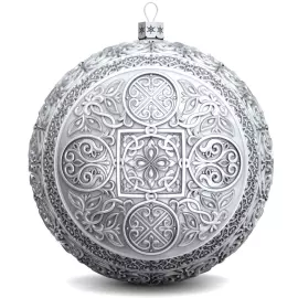 Set of 2 silver Christmas tree balls "Orthodox and the Appearance of an angel"